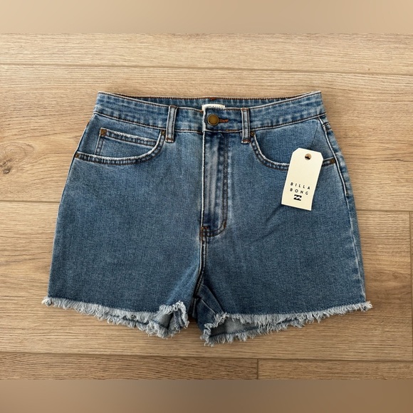 Billabong Blue Jean Shorts with Frayed Hem - Picture 1 of 7